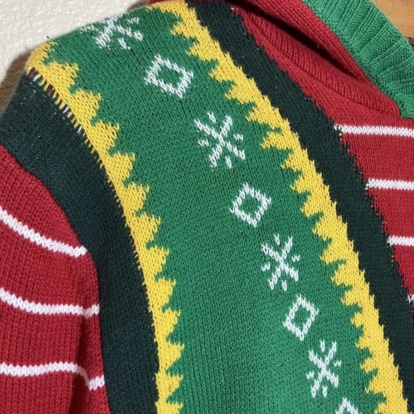 Ugly Christmas Sweater Sz M Elf Hoodie Red Preowned Unisex - Picture 5 of 9